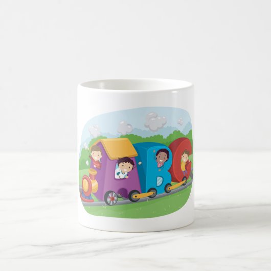 ABCアルファベットトレインと子供おもしろい教育 コーヒーマグカップ (中央)