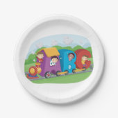 ABCアルファベットトレインと子供おもしろい教育 ペーパープレート (正面)