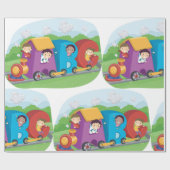 ABCアルファベットトレインと子供おもしろい教育 ラッピングペーパー (フラット)