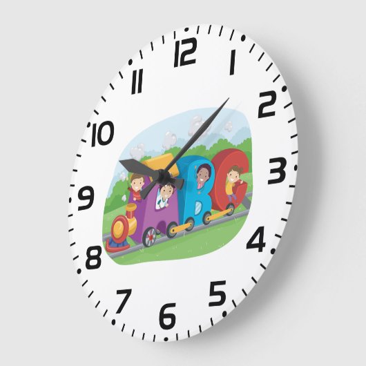 ABCアルファベットトレインと子供おもしろい教育 ラージ壁時計 (傾斜)
