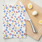 ABCアルファベットレッドイエローブルー キッチンタオル (四つ折り)