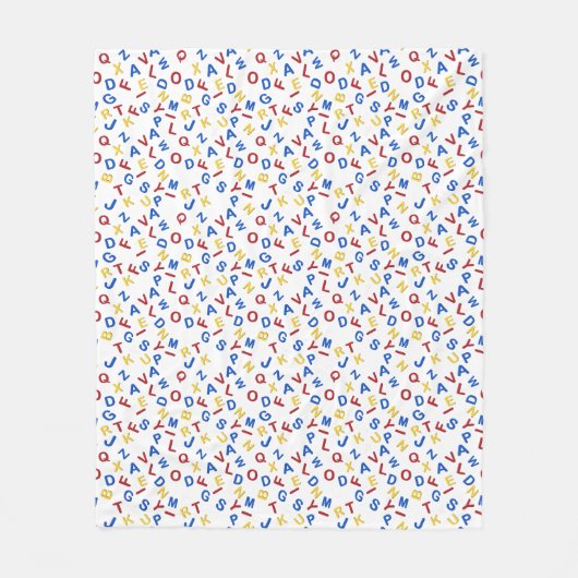ABCアルファベットレッドイエローブルー フリースブランケット (正面)