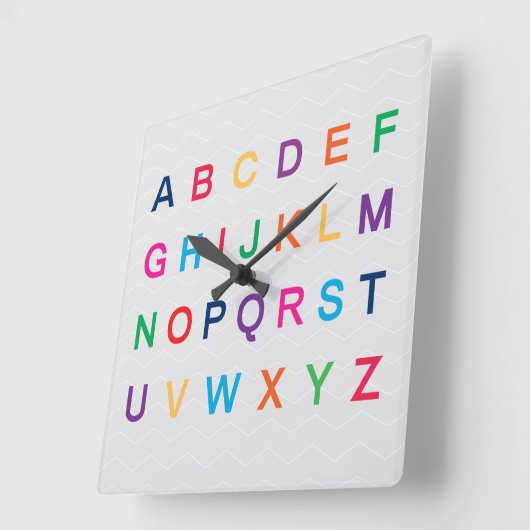 ABCアルファベット学のカラフルABC文字 スクエア壁時計 (傾斜)