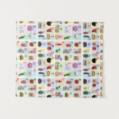 ABCアルファベ学ットの手紙はかわいい食べ物を喜ぶ タペストリー (正面(横))