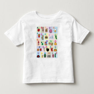 ABCアルファベ学ットの文字が幸せな食べ学物 トドラーTシャツ