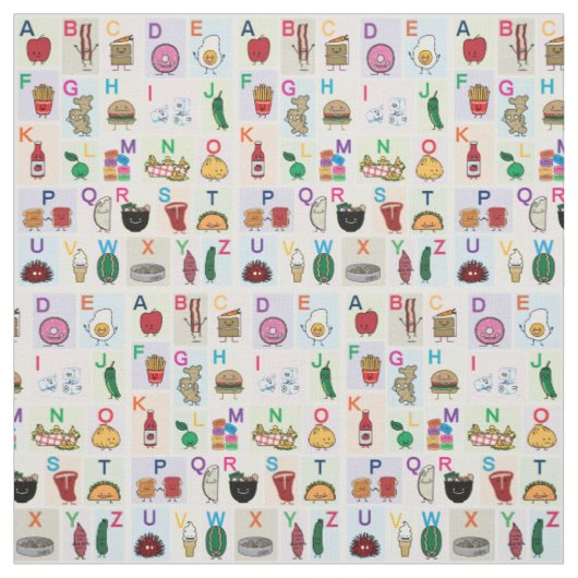 ABCアルファベ学ットの文字が幸せな食べ学物 ファブリック (見本)