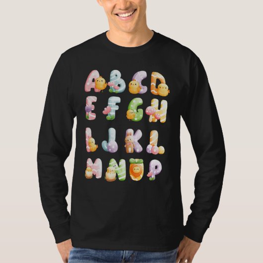 Abcイースターアルファベットイースター動物キッズスクールティー Tシャツ (正面)