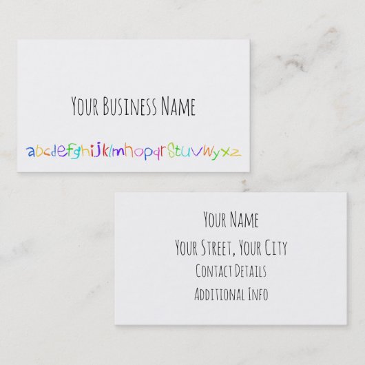 ABCカラフルレインボークレヨン子供の手書き 名刺 (正面/裏面)