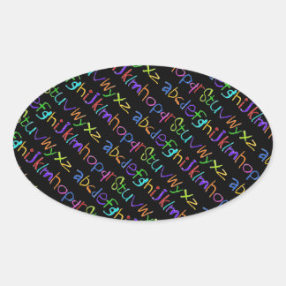 ABCカラフルレインボークレヨン子供の手書き 楕円形シール