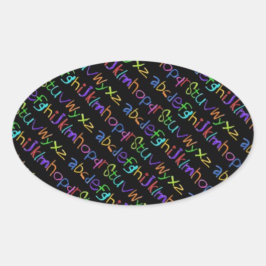 ABCカラフルレインボークレヨン子供の手書き 楕円形シール (正面)