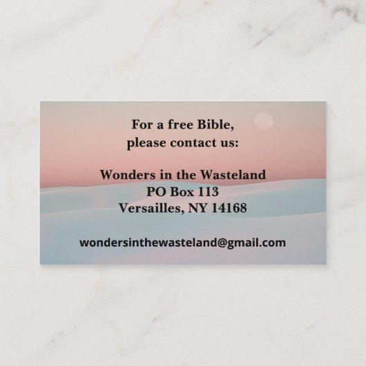 ABCクリスチャンシンプル・福音書のアウトリーチとしての救済の 名刺 (裏面)