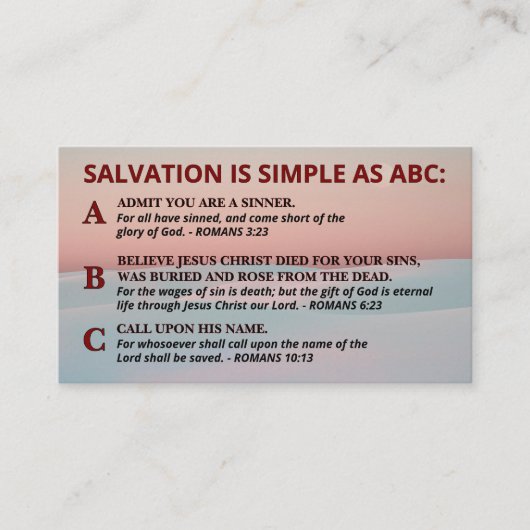 ABCクリスチャンシンプル・福音書のアウトリーチとしての救済の 名刺 (正面)