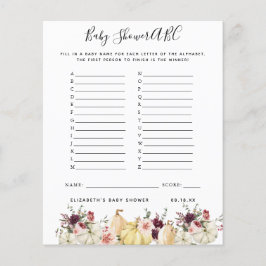 ABCゲーム |フローラカボチャ赤ちゃんシャワーゲーム