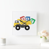 ABCダンプトラック建築トラック スクエア壁時計 (ホーム)