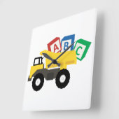 ABCダンプトラック建築トラック スクエア壁時計 (傾斜)