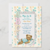 ABCテディシャワー招待状 – ピーチアンドアクア 招待状 (正面)