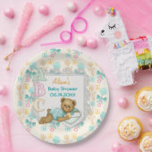 ABCテディピーチアンドアクアベビーシャワー紙プレート ペーパープレート (パーティー)