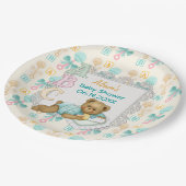 ABCテディピーチアンドアクアベビーシャワー紙プレート ペーパープレート (アングル)