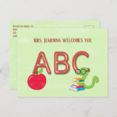 ABCネオンレターの本の虫とサイトはがき ポストカード (正面/裏面)