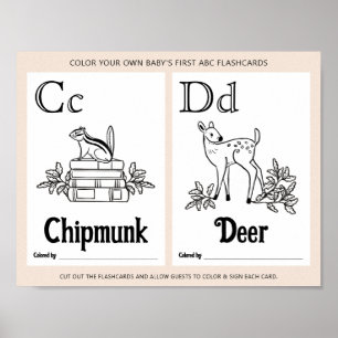 ABCフラッシュカード赤ちゃんシャワー着色活動シート ポスター