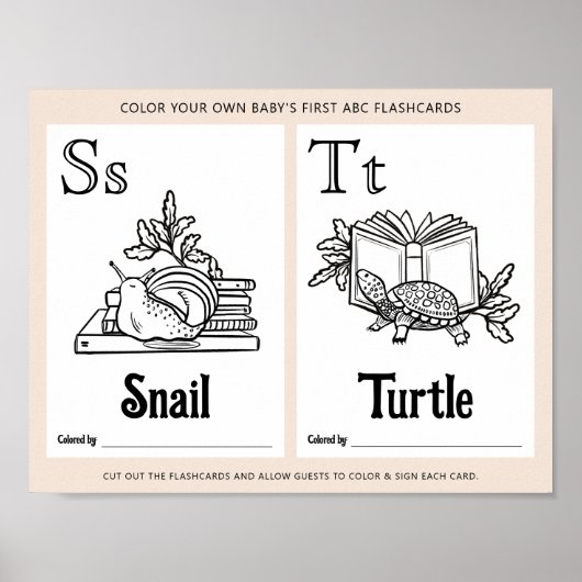 ABCフラッシュカード赤ちゃんシャワー着色活動シート ポスター (正面)
