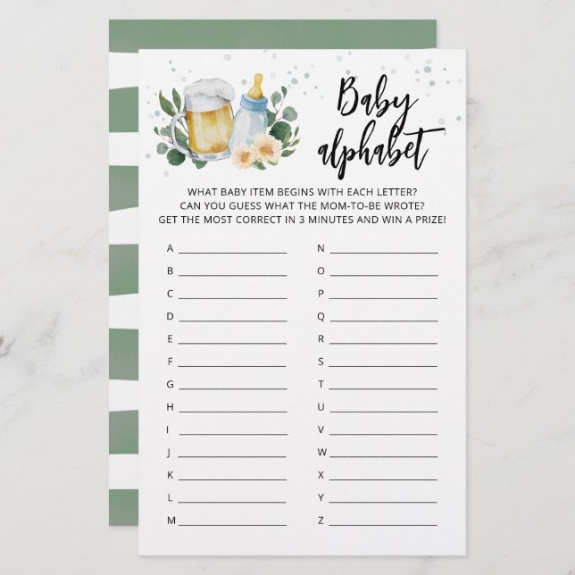 ABCベビーアルファベットゲーム緑のベビーは醸造している (正面/裏面)