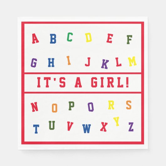 ABCベビーシャワーペーパーナプキン スタンダードランチョンナプキン (正面)