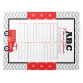 ABCベビー名消防車ベビーシャワーゲームパック ノートパッド (正面)