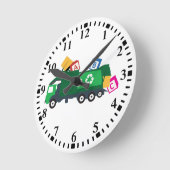 ABCリサイクルごみ収集車 ラウンド壁時計 (傾斜)