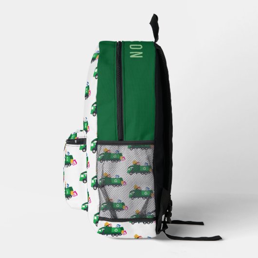 ABCリサイクルゴミートラックパーソナライズされた名 プリントバックパック (右)