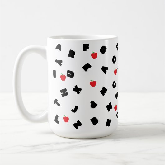 ABCレターサファリアップルの学生キッド新学期 コーヒーマグカップ (左)