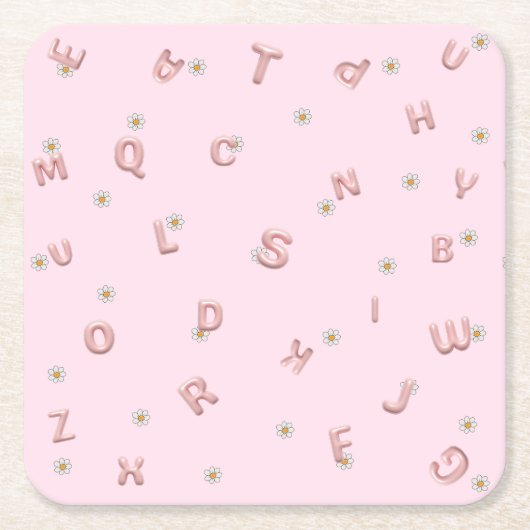 ABCレター花気球新学期 スクエアペーパーコースター (正面)