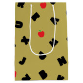 ABCレターXYZりんご学生キッド戻る2学校 ミディアムペーパーバッグ (裏面)