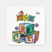 abc子供用ベビーシャワーナプキンの最初の誕生日 スタンダードカクテルナプキン (正面)