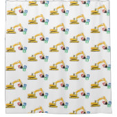 ABC掘削機建築トラックパターン シャワーカーテン (正面)