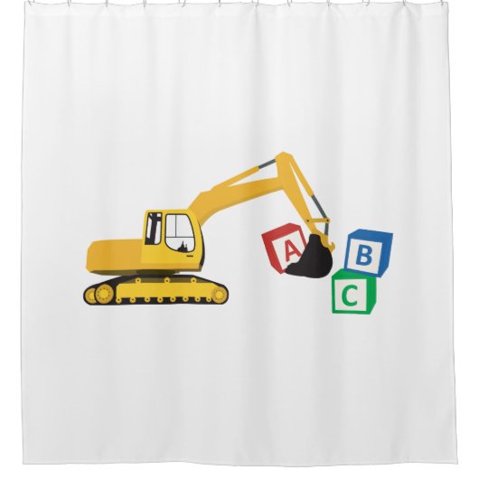 ABC掘削機建築トラック シャワーカーテン (正面)