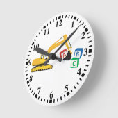 ABC掘削機建築台車 ラウンド壁時計 (傾斜)