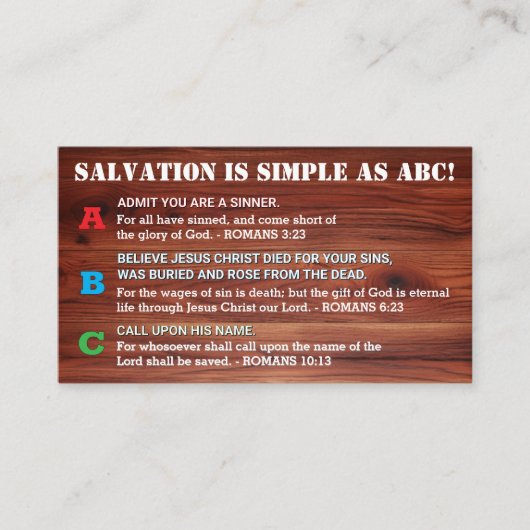 ABC救世伝道クリスチャン聖なる書物、 経典 名刺 (正面)