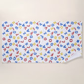 ABC文字赤黄色ブルービーチタオル ビーチタオル (正面)