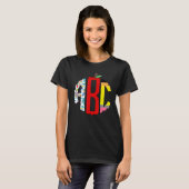 Abc新学期手描きモノグラム文字茶 Tシャツ (正面フル)