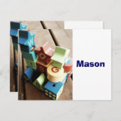 ABC木製ブロック（子どもの名前が書かれた席札） ポストカード (正面/裏面)