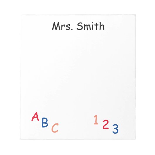 ABC パーソナライズされた 123ポストイット注記 ノートパッド (正面)