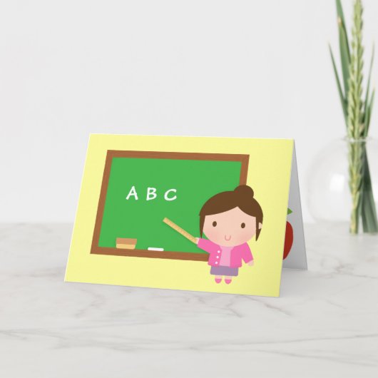 ABC 黒板、ありがとう、先生への感謝 サンキューカード (正面)