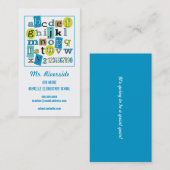 ABC 123のアルファベットの先生の接触の名刺 名刺 (正面/裏面)