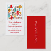 ABC 123アルファベット先生連絡名刺 コーリングカード (正面/裏面)