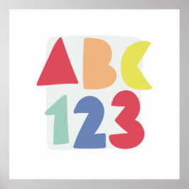 ABC 123 子供のカラフルなアート ポスター