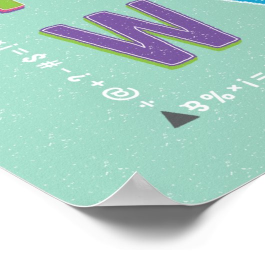 ABC 123 教室 教育 装飾 - 青 ポスター (角)