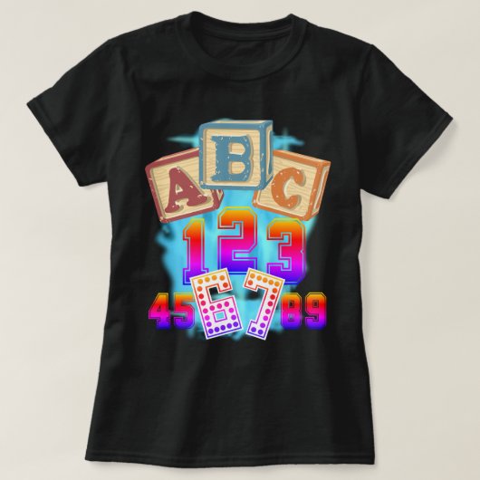 ABC 123 67 Teacher Tシャツ (デザイン正面)