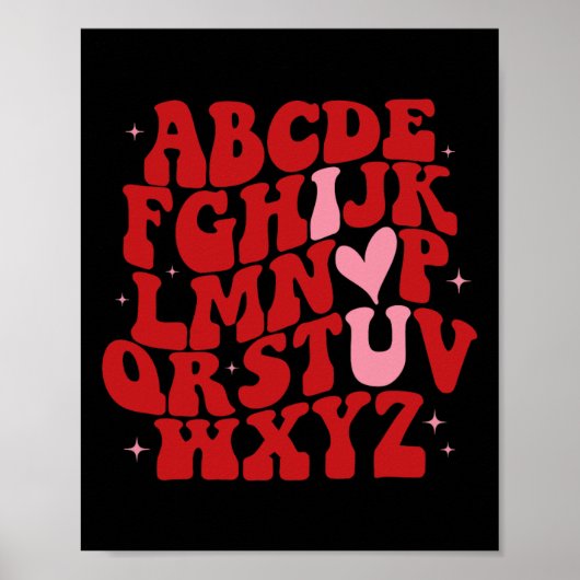 Abc Alphabet I Love You英語先生Valentines ポスター (正面)