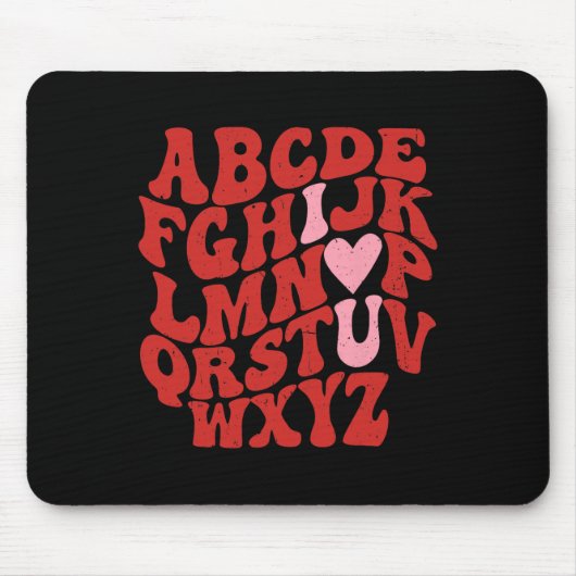 Abc Alphabet I Love You英語先生Valentines マウスパッド (正面)